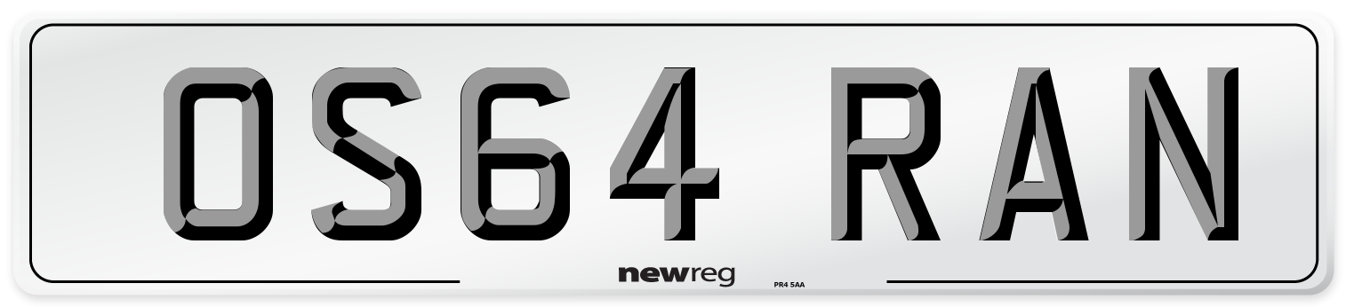 OS64 RAN Number Plate from New Reg